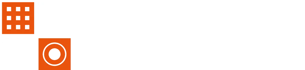 Orange geometric shapes on white background